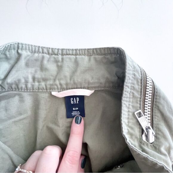 Gap Military Utility Jacket Olive Green Cargo High Neck Women's S Patch Pockets - Picture 4 of 8